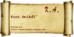 Kost Anikó névjegykártya